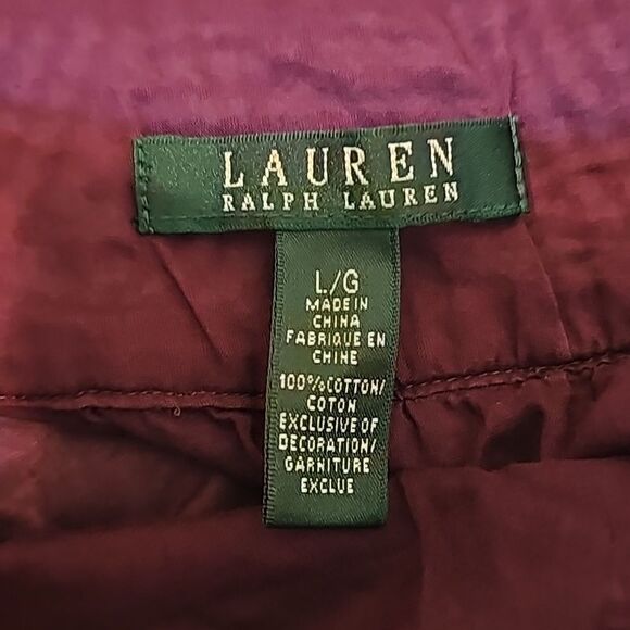 Lauren Ralph Lauren Berry Embroidered Boat Neck Semi Sheer 3/4 Longsleeve Blouse - Picture 7 of 8